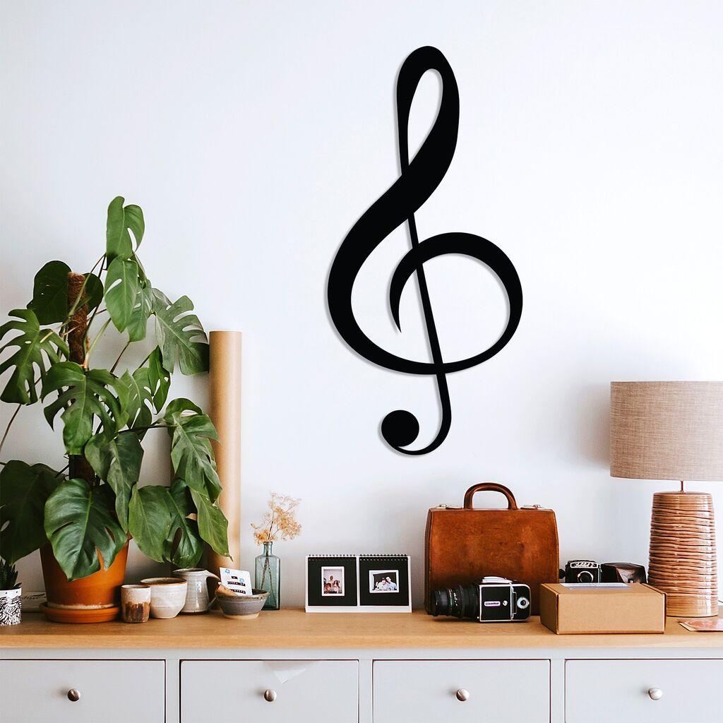 Wallity Zidna dekoracija Treble Clef, 28x59cm, Crna