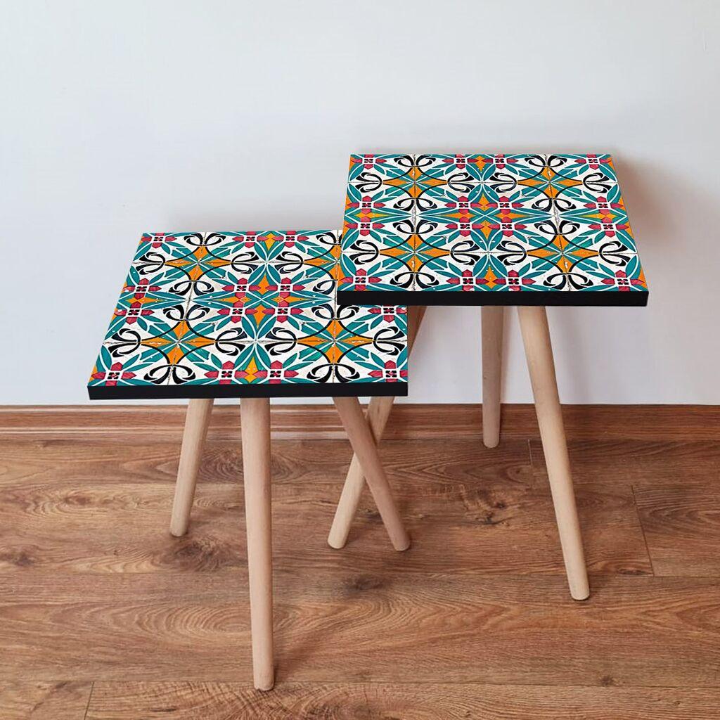 Hanah Home set stolića za kafu 2Shp282, 2 dijela, šareni