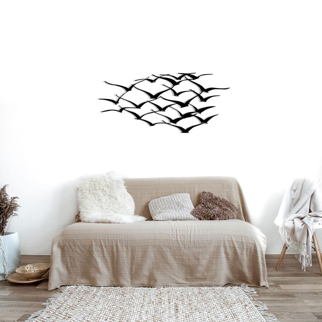 Wallity Zidna dekoracija Herd Of Birds, 120x55cm, Crna