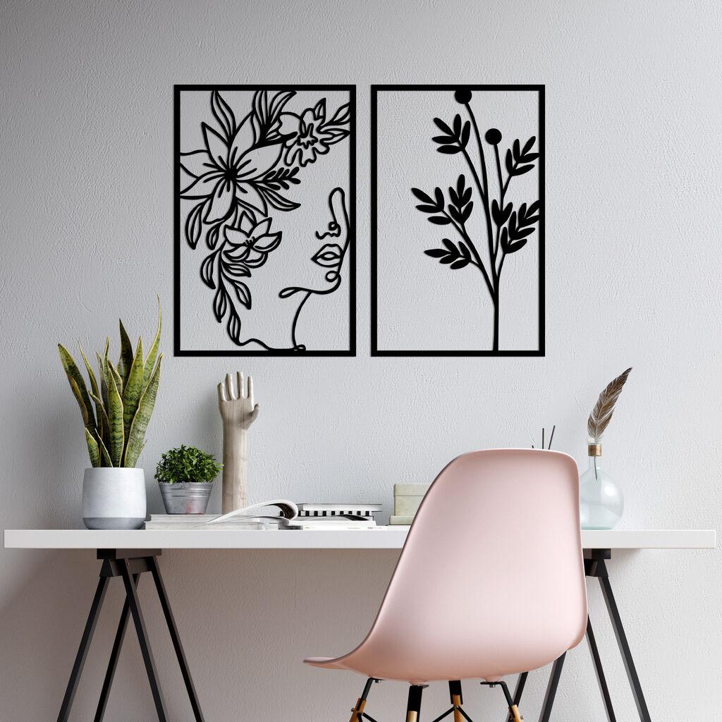 Wallity Zidna dekoracija Flower Face - 510, 47 x 70 cm,  Crna
