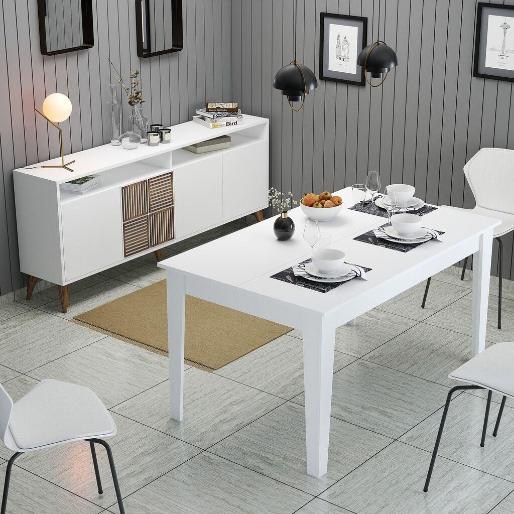 Hanah Home Milan 527 trpezarijski sto i komoda, set od 2 dela, bijela