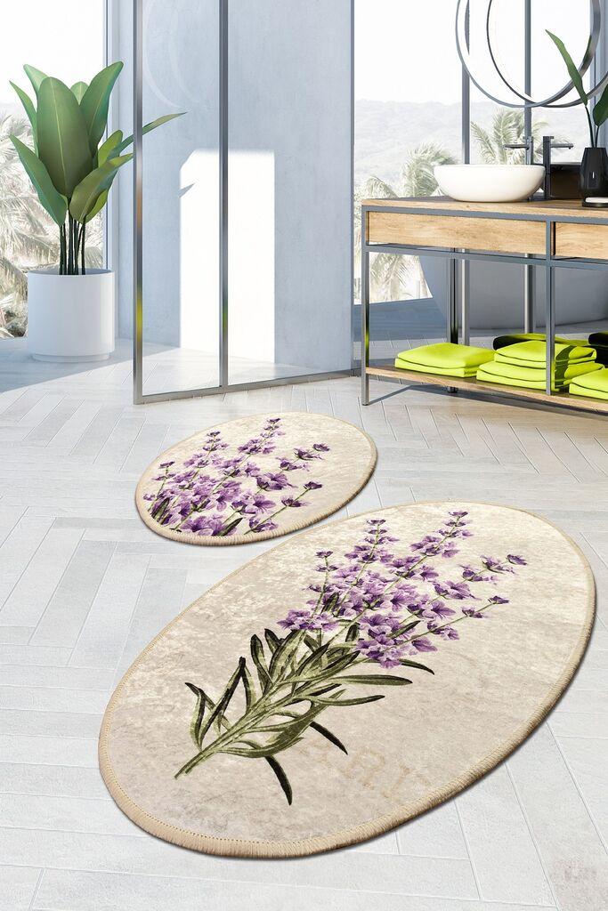 L'essentiel Maison Lavanda prostirka za kupanje, 2 komada, bež ljubičasta