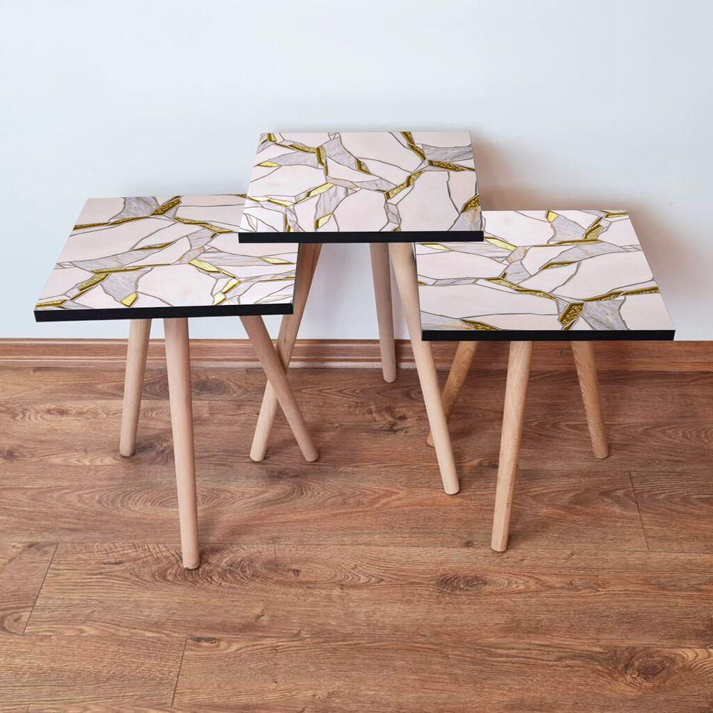 Hanah Home set stolića za kafu 3Shp107, 3 dijela, šareni