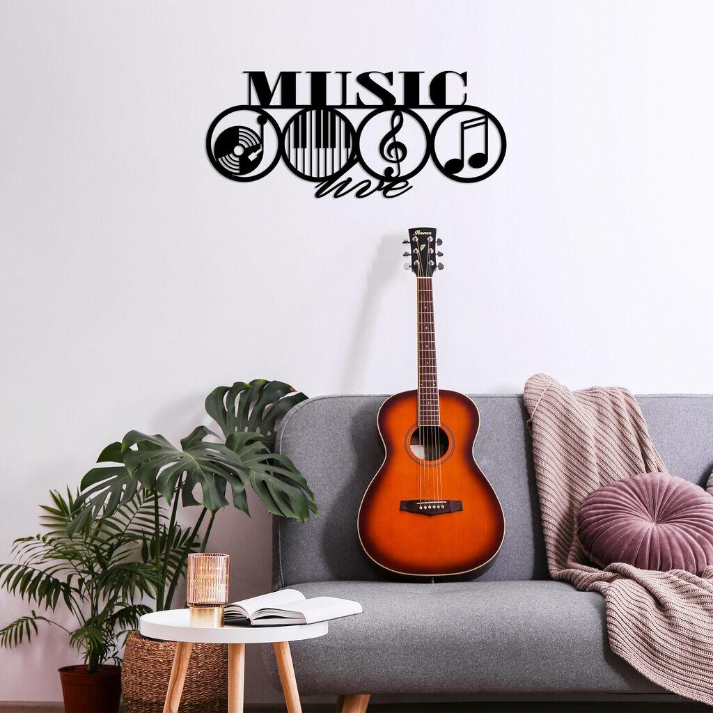 Wallity Zidna dekoracija Music-467, 70x29 cm, 1.5 mm, Crna