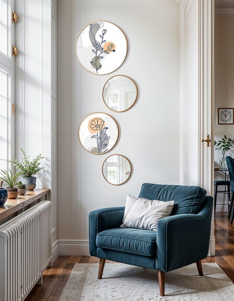 Wallity Uramljena slika Roundmirrorset-0003, 4 dela