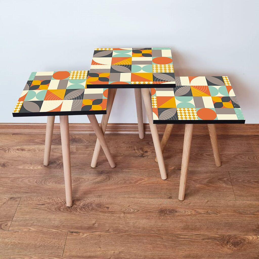 Hanah Home set stolića za kafu 3Shp322, 3 dijela, šareni