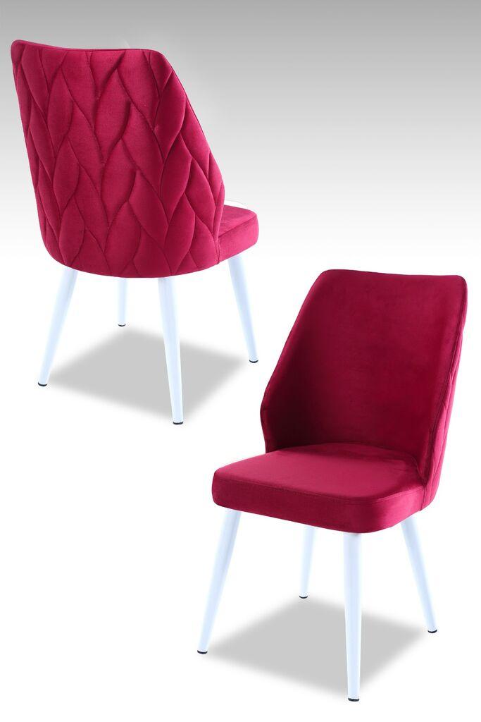 Hanah Home set puf fotelja, 48x90x43 cm, 4 dijela, crvena i bijela