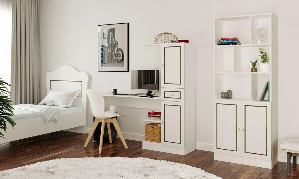 Hanah Home Set radni sto sa policom za knjige Rb-098, Bijela