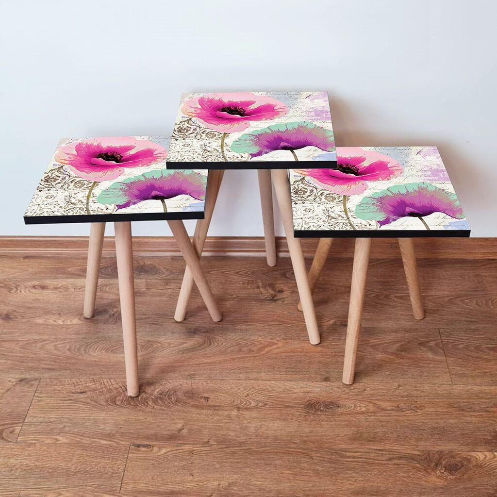 Hanah Home set stolića za kafu 3Shp300, 3 dijela, šareni