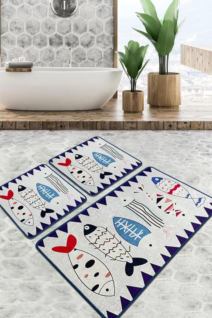 L'essentiel Maison Set od 3 kupaonska tepiha Colorful