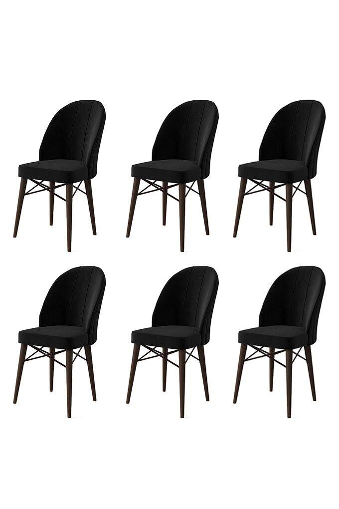 Hanah Home Ritim set stolica, 44x96x42 cm, 6 dijelova, Smeđe-crna