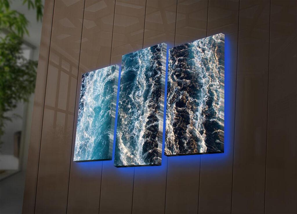 Wallity slika na platnu u 3 dijela s LED rasvjetom