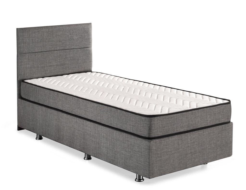 Hanah Home Podloga za krevet s uzglavljem i madracem Srebrna, 120x100x200 cm, Siva