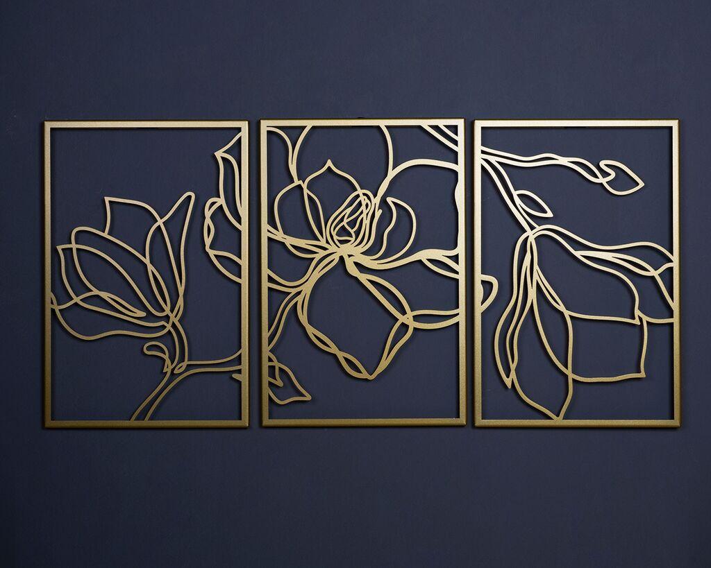 Wallity Zidna dekoracija Floral Line Art - APT529, 30 x 45 cm,  Gold