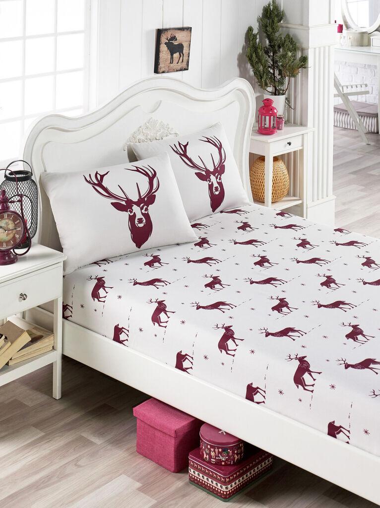 L'essentiel Maison set posteljine Geyik, 160x200 cm, crveno-bijelo