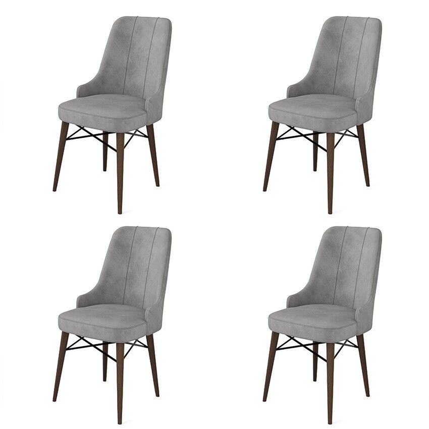 Hanah Home Pare set stolica, 46x94x46 cm, 4 dijela, smeđe-siva