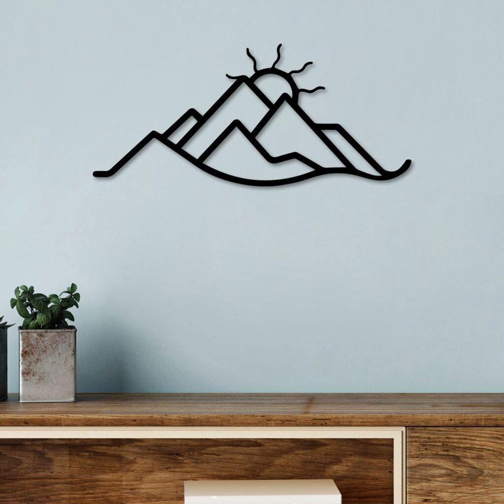 Wallity Zidna dekoracija Mountain and Sun, 60x26 cm, 1.5 mm, Crna