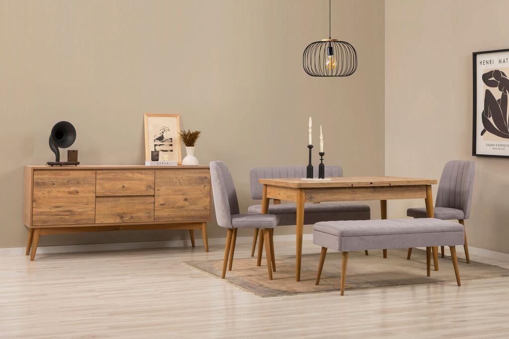 Hanah Home Trpezarijski set Vina klupa 04 0701, 6 dijelova, Siva