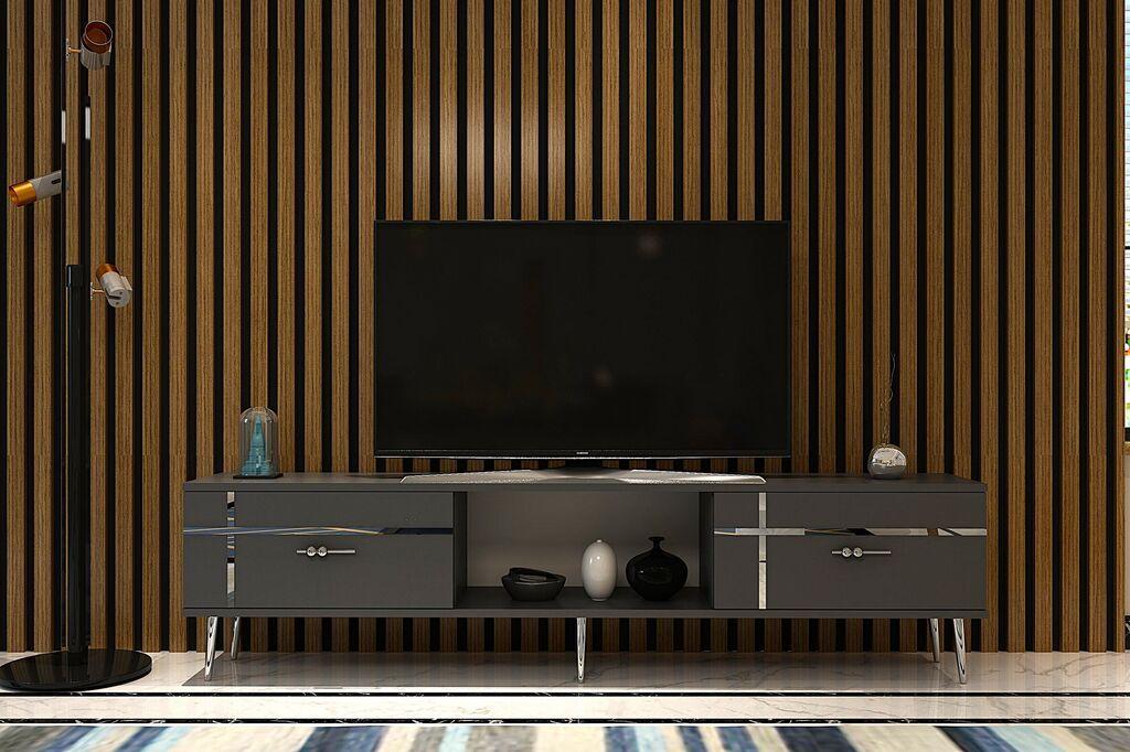 Hanah Home TV komoda, 150x40,6x29,6 cm, antracit-srebrna boja