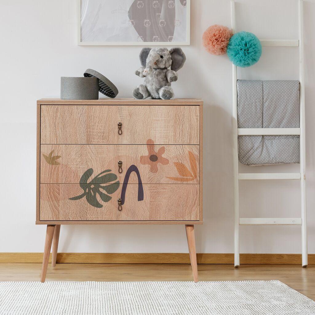 Hanah Home Komoda City Trio Leaf, 80x89x40 cm, Boja hrasta