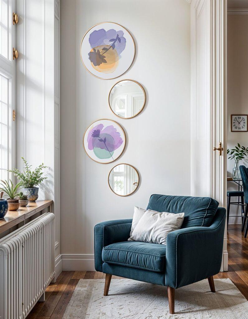 Wallity Uramljena slika Roundmirrorset-0005, 4 dela