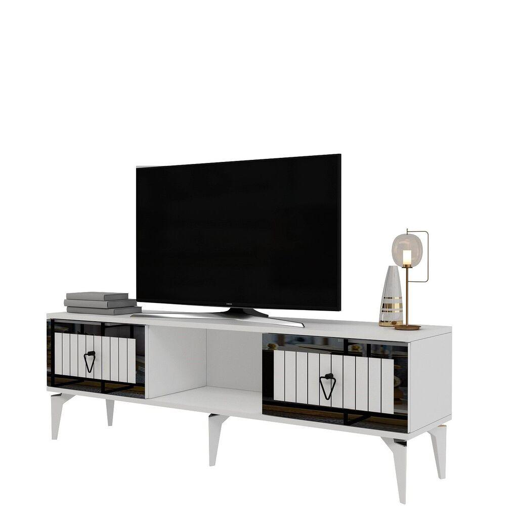 Hanah Kućni TV komoda Linda, 150x44,6x29,6 cm, Bijelo-srebrna