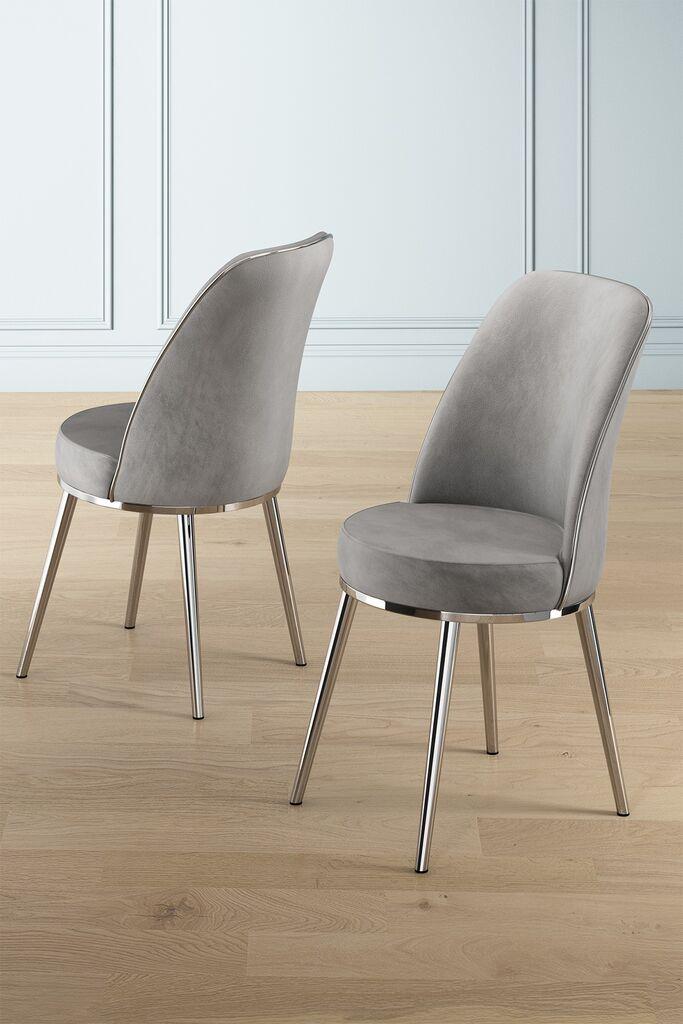 Hanah Home Pefa set stolica, 45x91x42 cm, 2 dijela, sivo-srebrna boja