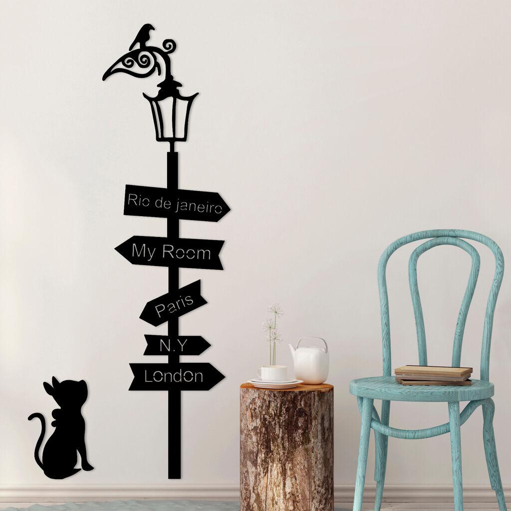 Wallity Zidna dekoracija Where To Go ?, 25x39 cm 48x172 cm 1.2 mm, Crna