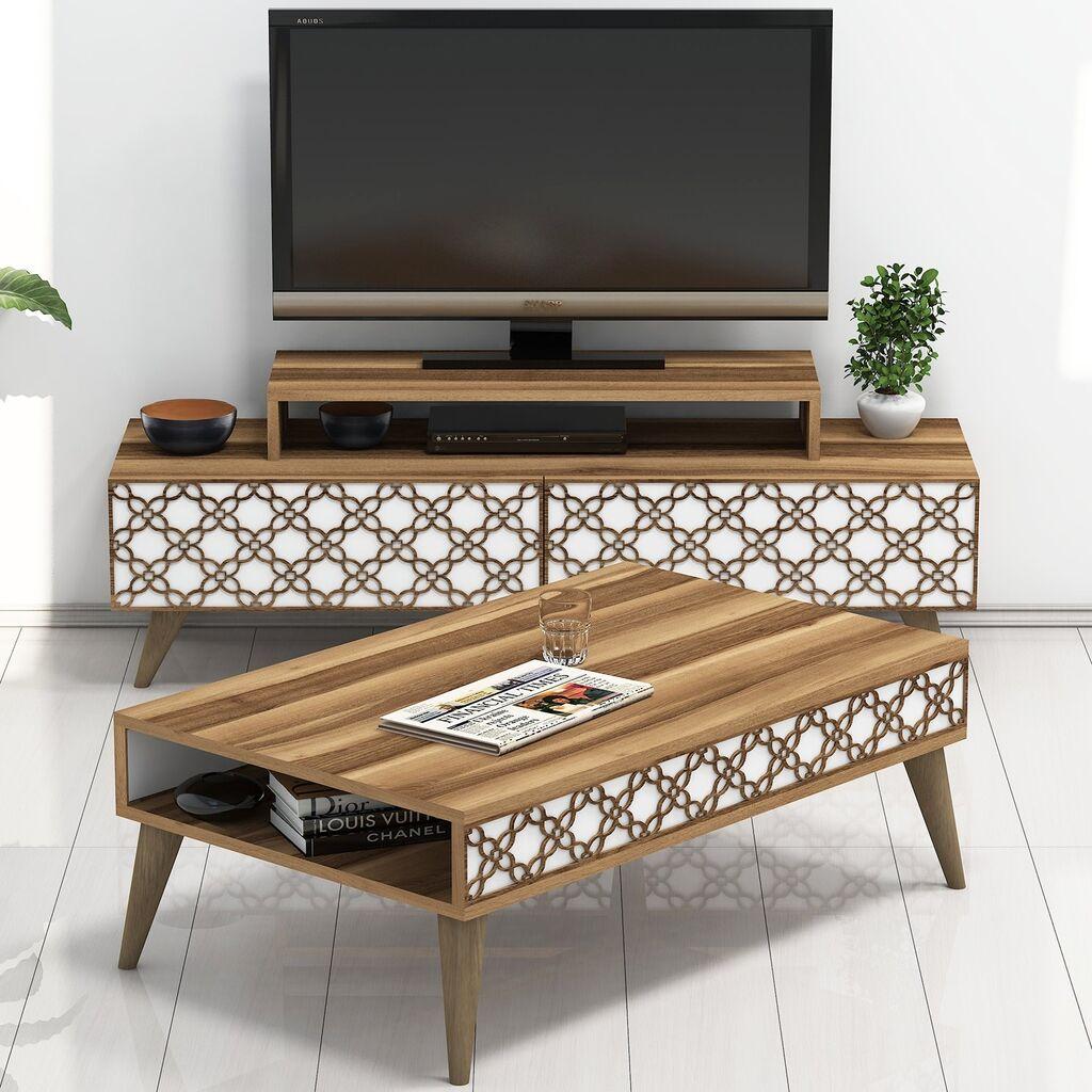 Hanah Home Set TV komoda i klub stolić City, orah-bijela