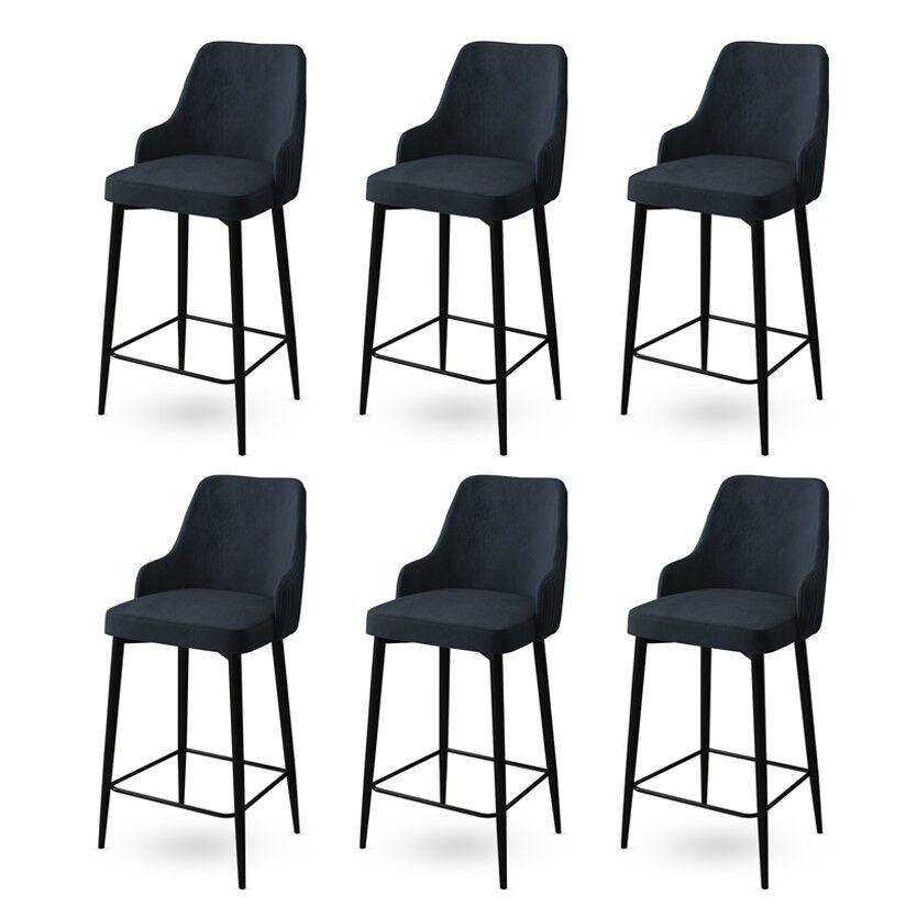 Hanah Home Set barskih stolica Enox, 6 dijelova, antracit-crna