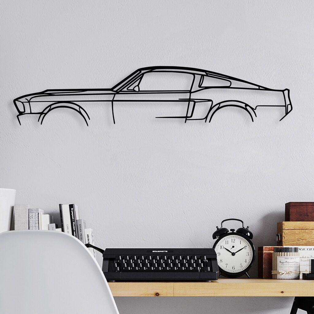 Wallity Zidna dekoracija 1967 Ford Mustang Shelby GT500 Silhouette, 70x15cm, Crna