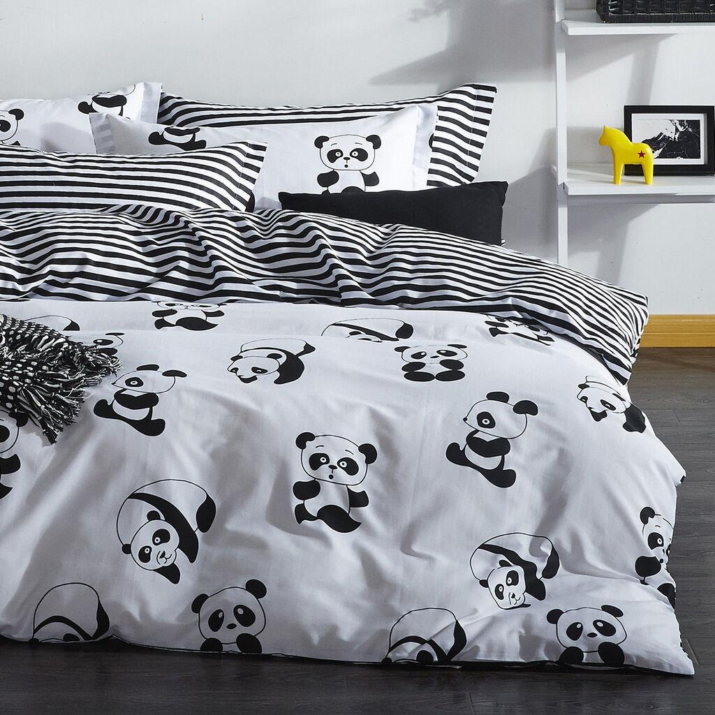 L'essentiel Maison Komplet posteljina Panda, 200x220 cm, Crna-Bijela