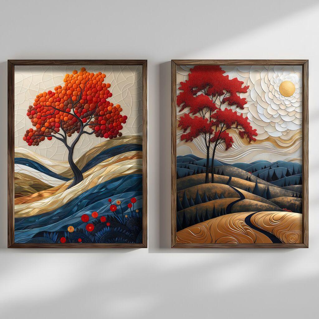 Wallity Dekorativna slika HUM102, 50x70x3,5cm, 2 dela
