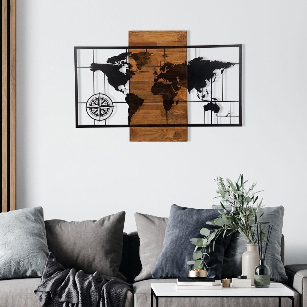 Wallity Zidna dekoracija Mapa With Compass, 85x58cm