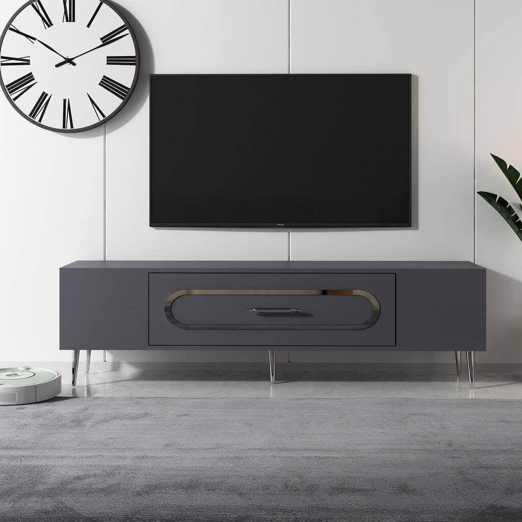 Hanah Home TV komoda Dekop3, 150x48,2x29,6 cm, antracit-srebrna boja