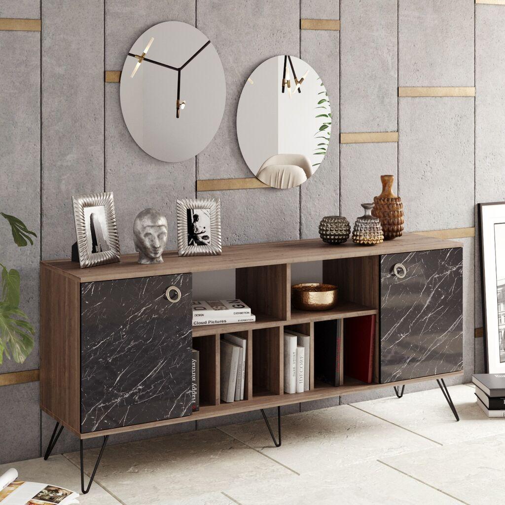 Hanah Home Lorenz Ayna konzolni stolić, 180x78,6x44,8 cm, Orah
