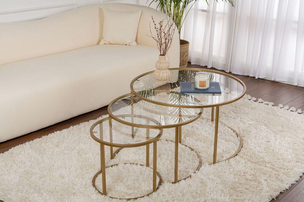 Nordure Club set stolova Aurum, 42x35x42cm, 60x39x60cm, 80x43x80cm, 3 dijela, zlatne boje