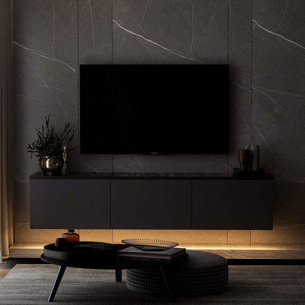 Hanah Home Neon Illuminated 382NRC1127 TV polica, crna