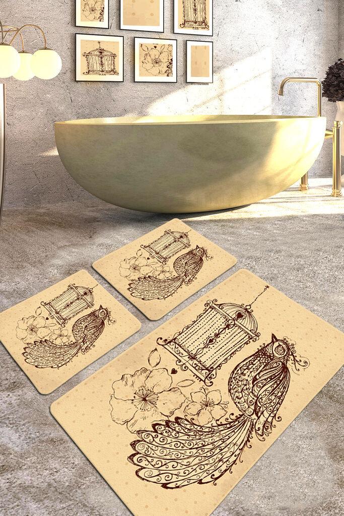 L'essentiel Maison Malurus prostirka za kupatilo, 3 komada, kremasta