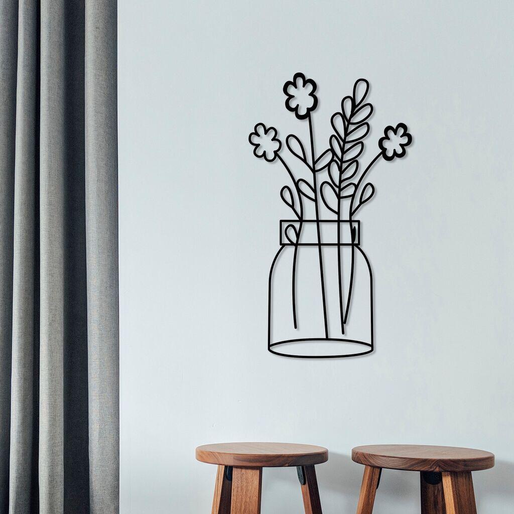 Wallity Zidna dekoracija Flower 7, 40x70 cm, 1.5 mm, Crna
