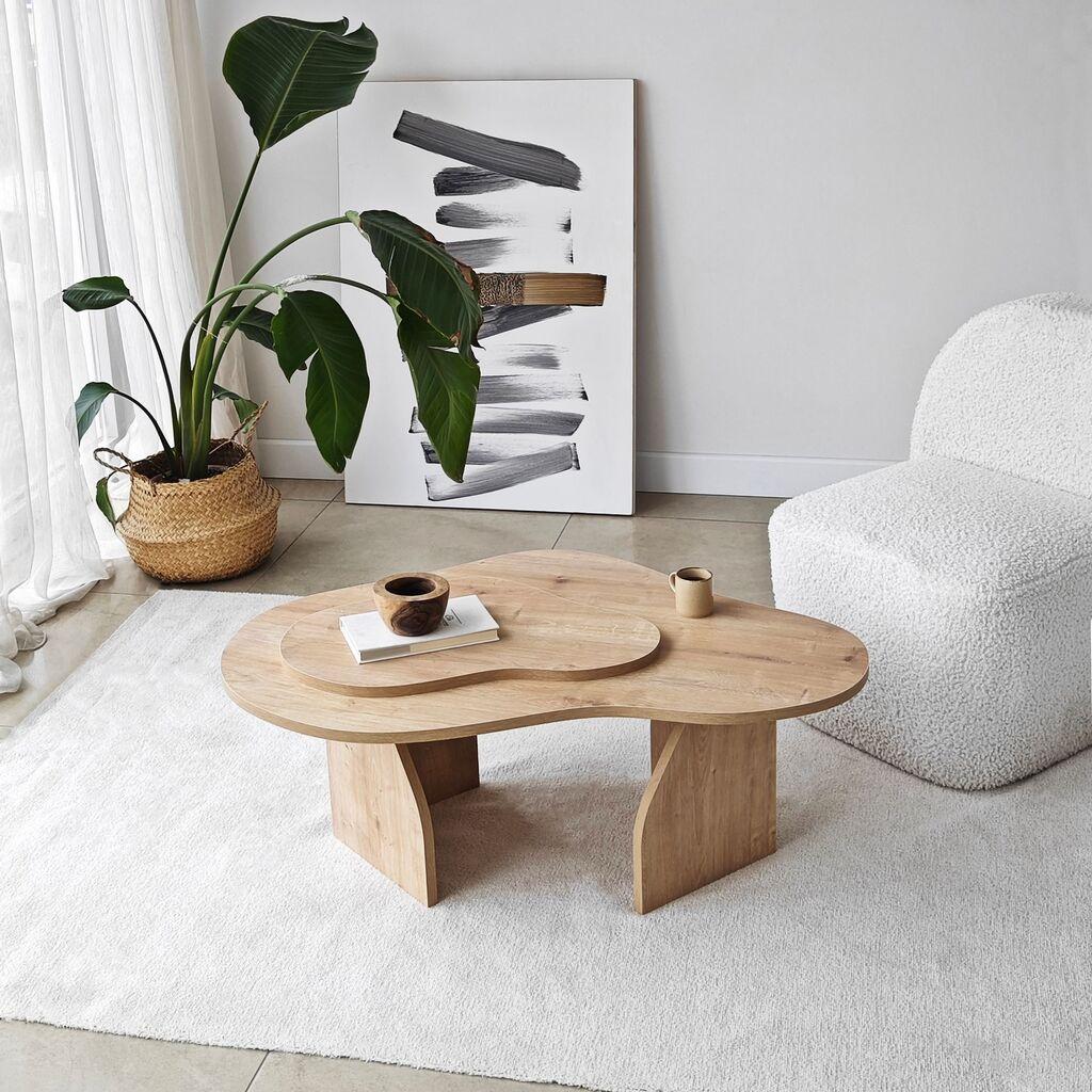 Hanah Home Club sto Melted, 105x35x65 cm, Bež