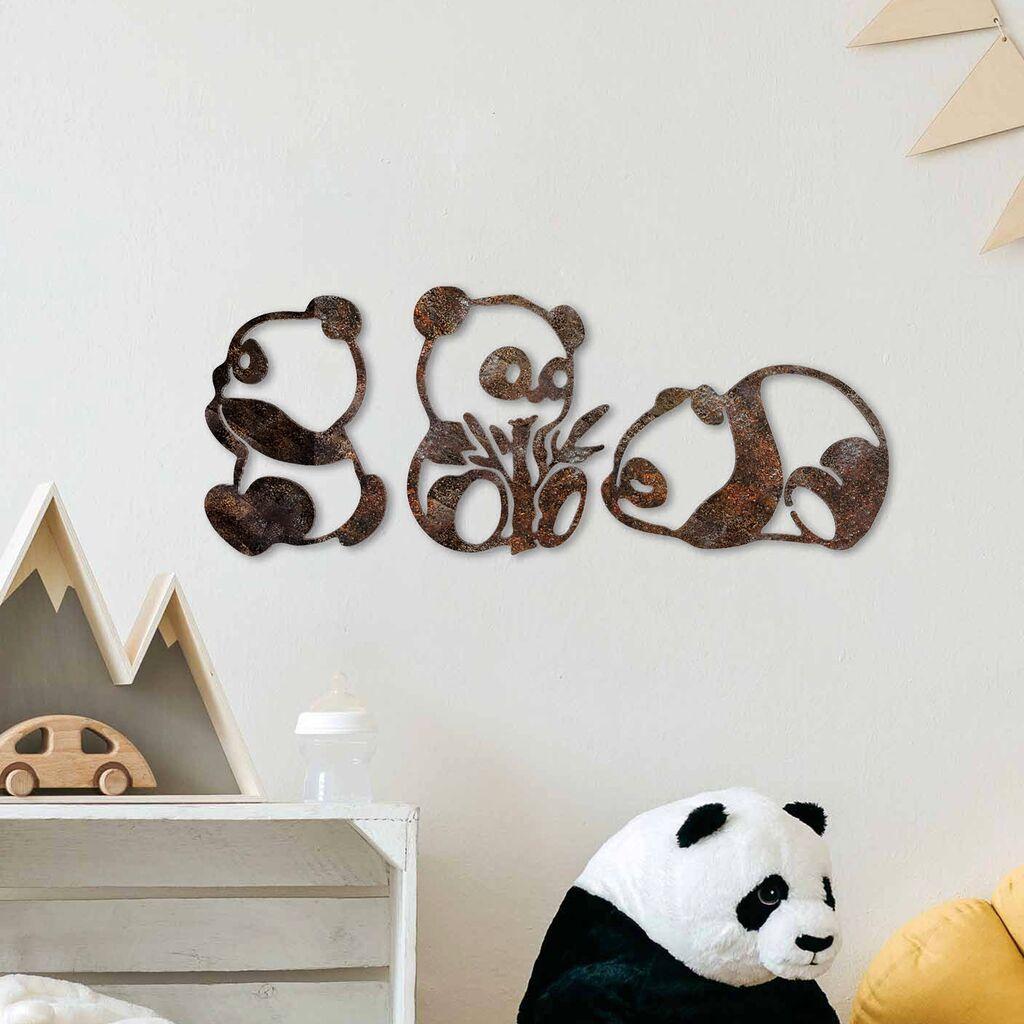 Wallity Set zidnih dekoracija Rusty Panda, 3 komada, Braon