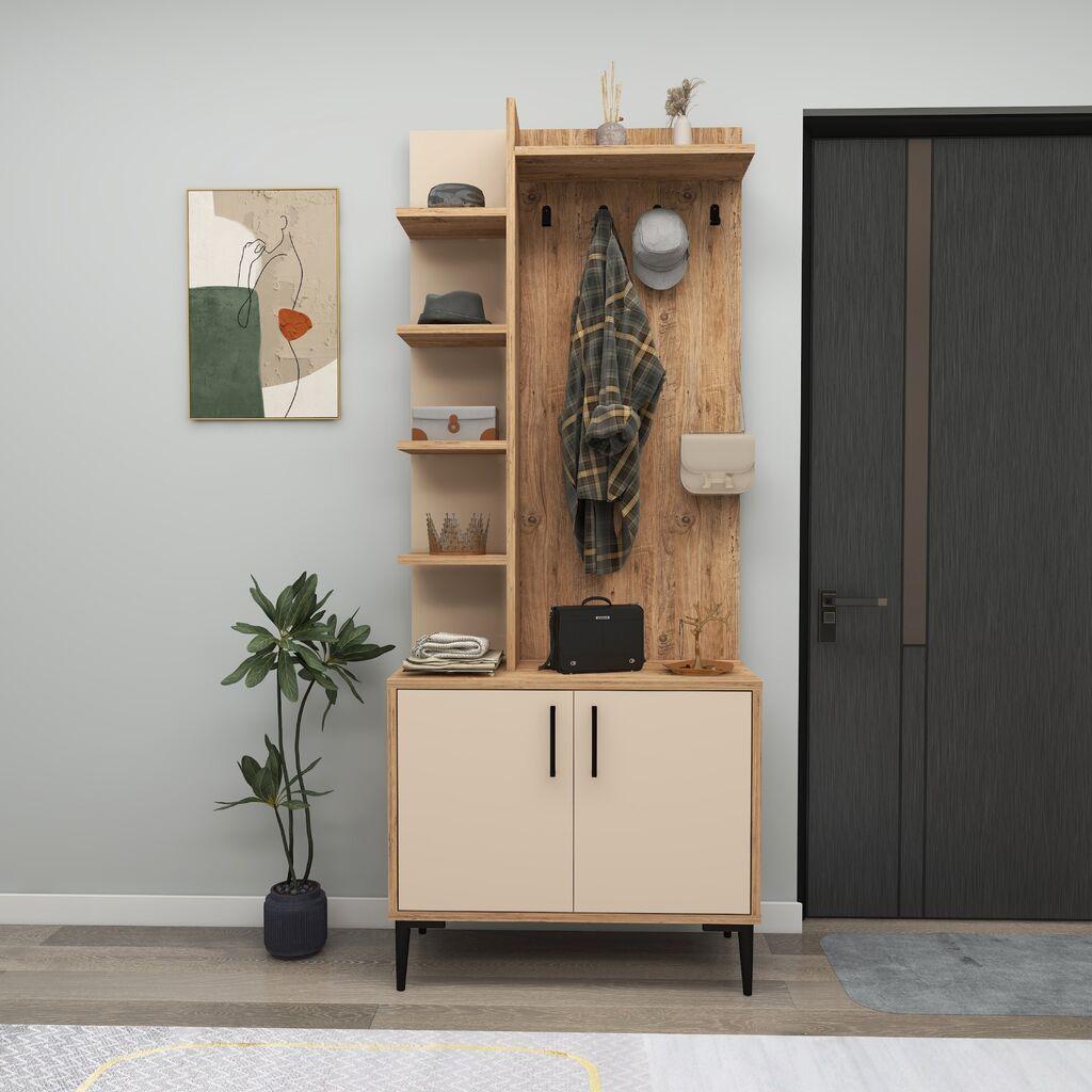 Hanah Home Julendor stalak za cipele s mašnom, 74,4x33x182,8 cm, bež
