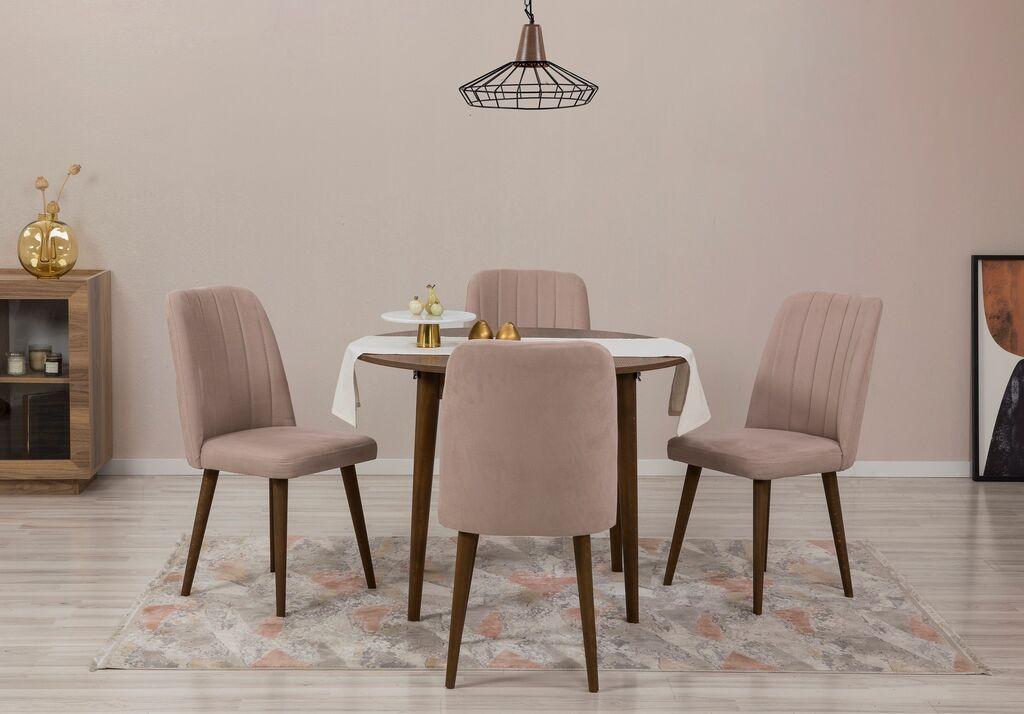 Hanah Home Set Trpezarijski sto i 4 trpezarijske stolice Vina 0900, Roza
