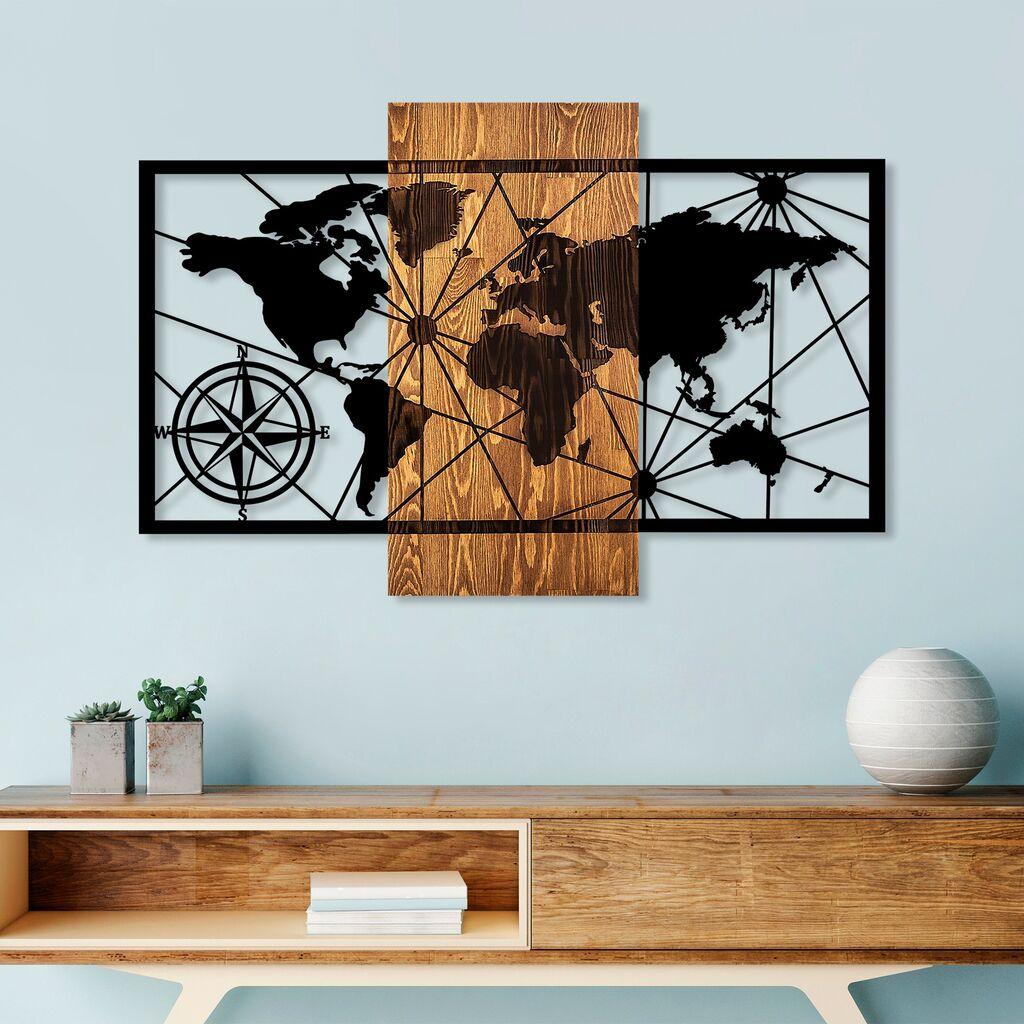 Wallity Zidna dekoracija World Map 3 M, 84x57cm