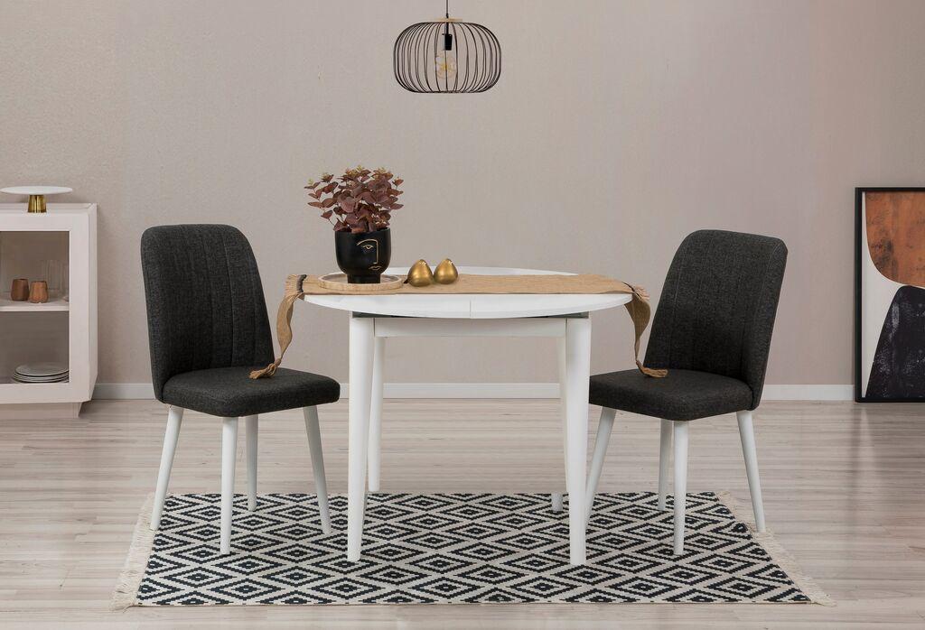 Hanah Home Set Trpezarijski sto i 2 trpezarijske stolice Vina 1053, Bijela