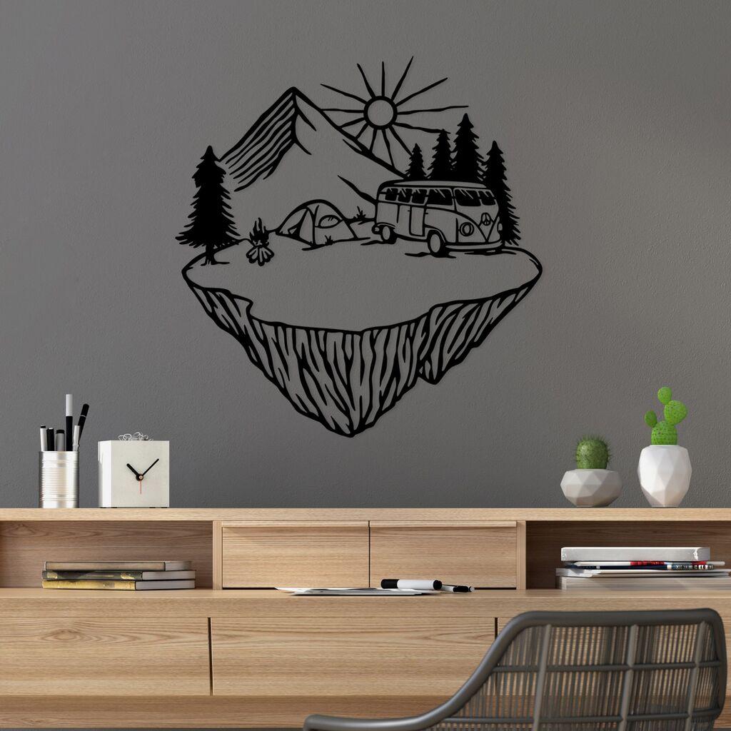 Wallity Zidna dekoracija Landscape Camp, 67 x 70 cm,  Crna