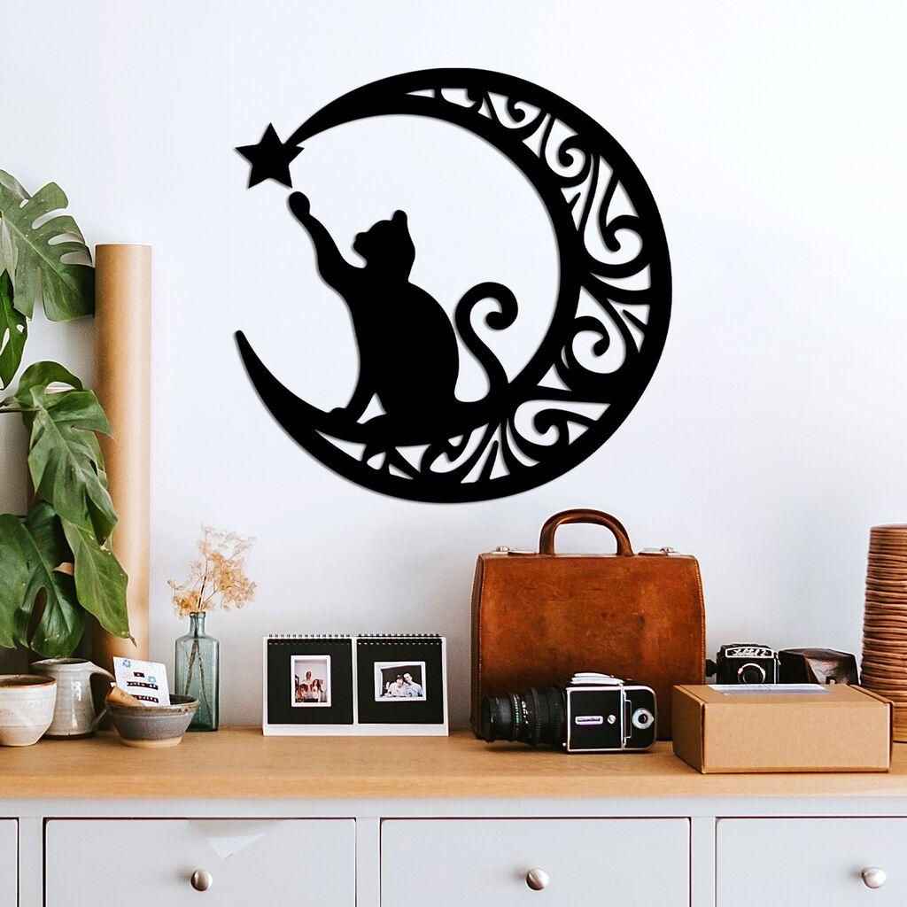 Wallity Zidna dekoracija Cat 3, 55x55 cm, 1.5 mm, Crna