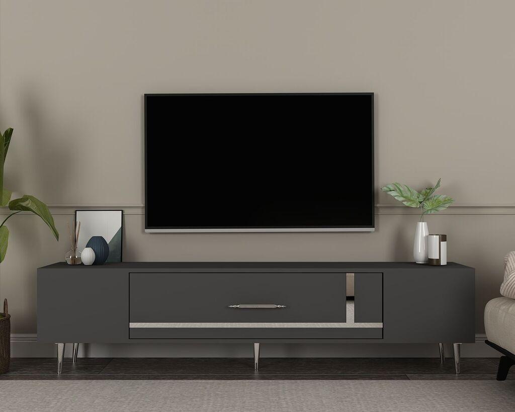 Hanah Home TV komoda Dekop1, 150x48,2x29,6 cm, antracit-srebrna