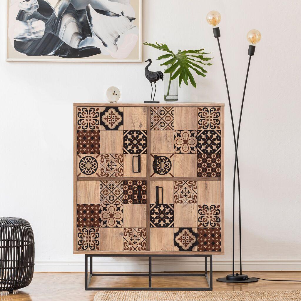 Hanah Home Višenamjenska komoda Quantum Solo-Mosaic, 93 x 115 x 36 cm, Smeđa